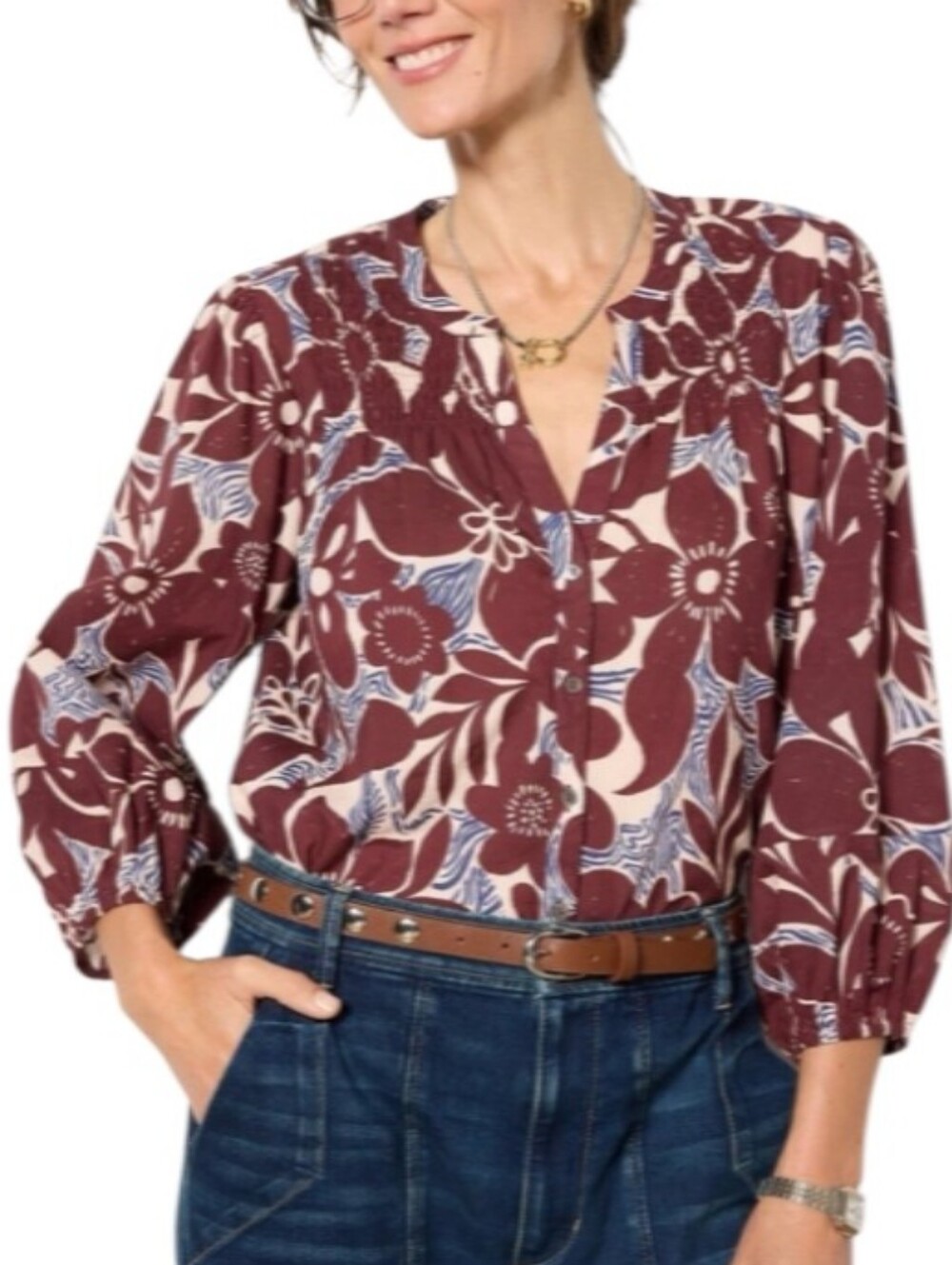 Anrhropologie Velvet By Graham & Spencer Messina Floral Button-Front Shirt